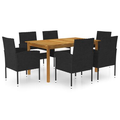 vidaXL 7 Piece Garden Dining Set Black