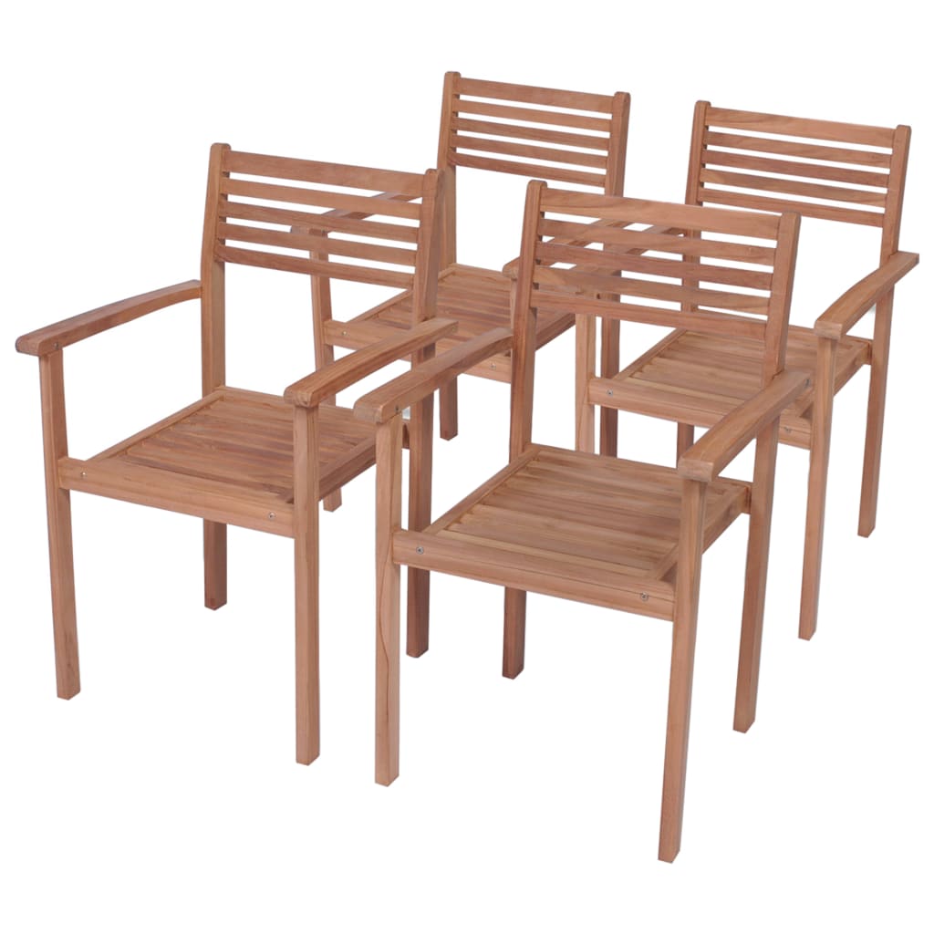 vidaXL Garden Chairs 4 pcs with Beige Cushions Solid Teak Wood