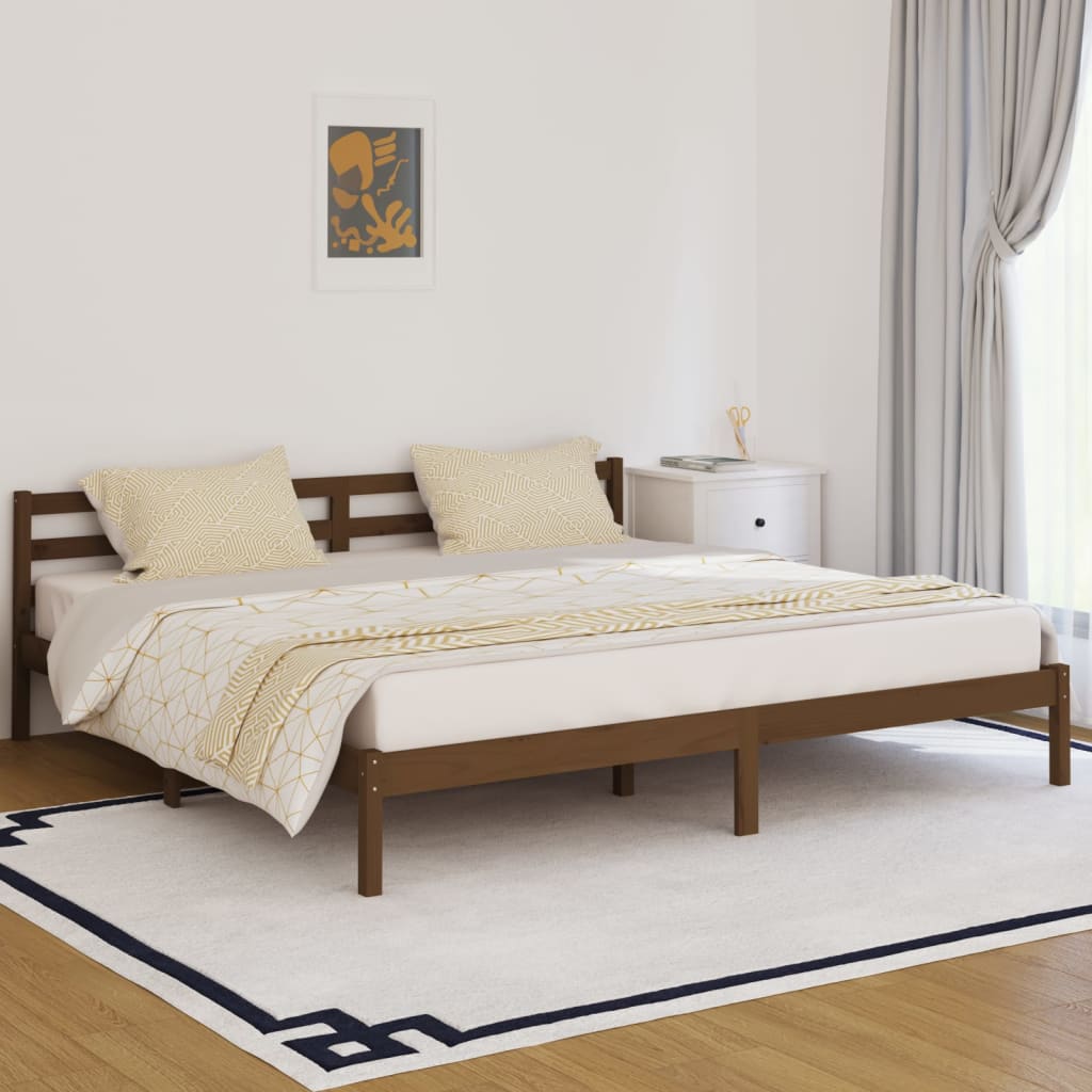 vidaXL Day Bed Solid Wood Pine 200x200 cm Super King Honey Brown