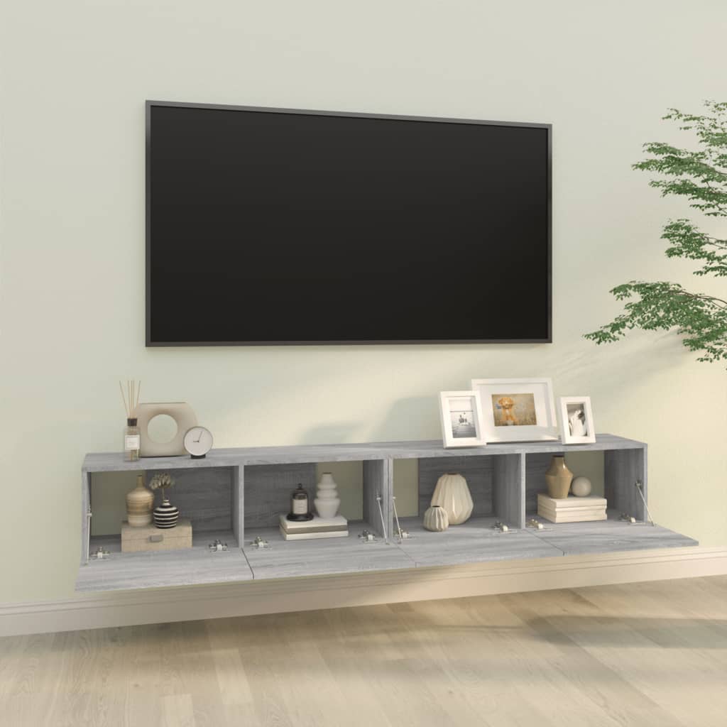 vidaXL Wall TV Cabinets 2 pcs Grey Sonoma 100x30x30 cm Engineered Wood