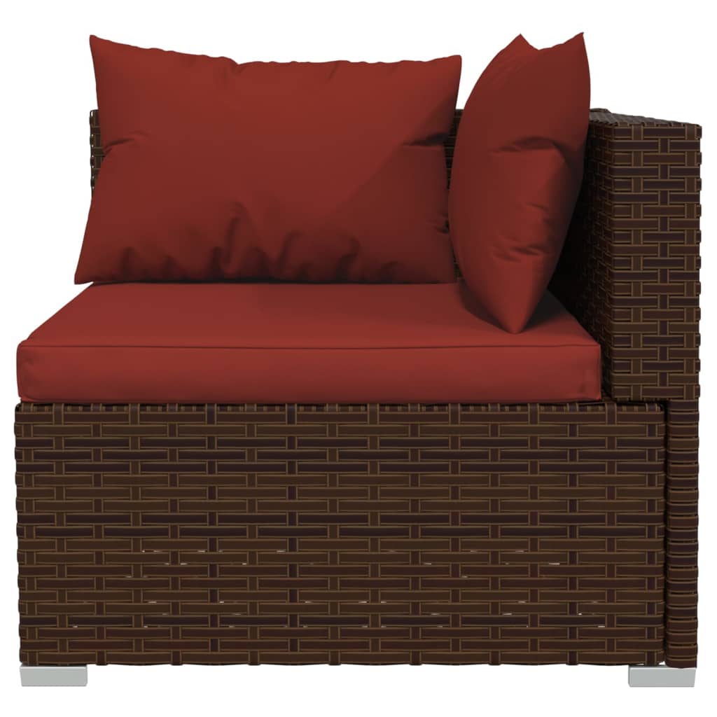 vidaXL 5 Piece Garden Lounge Set with Cushions Poly Rattan Brown