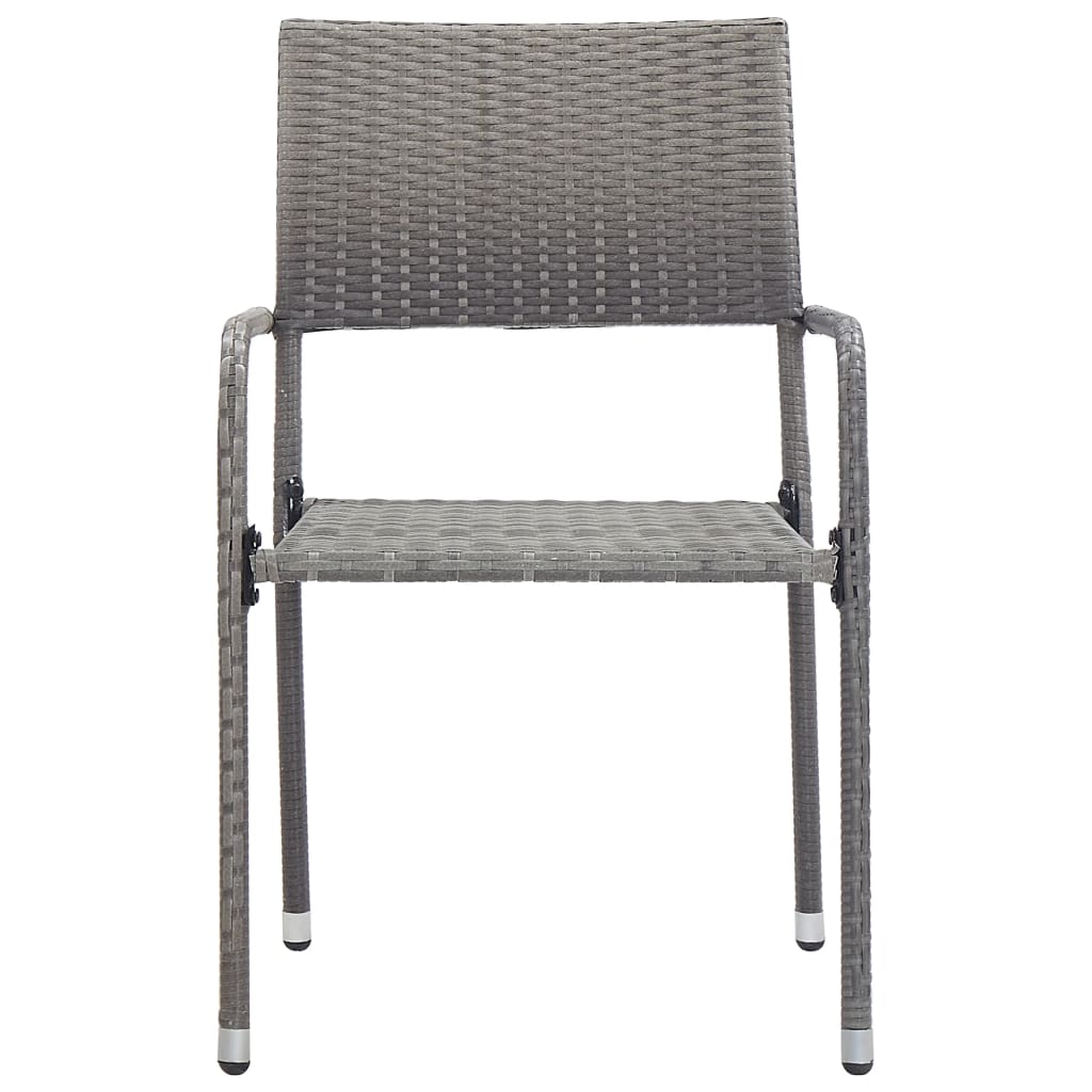 vidaXL Garden Dining Chairs 6 pcs Stackable Grey Poly Rattan