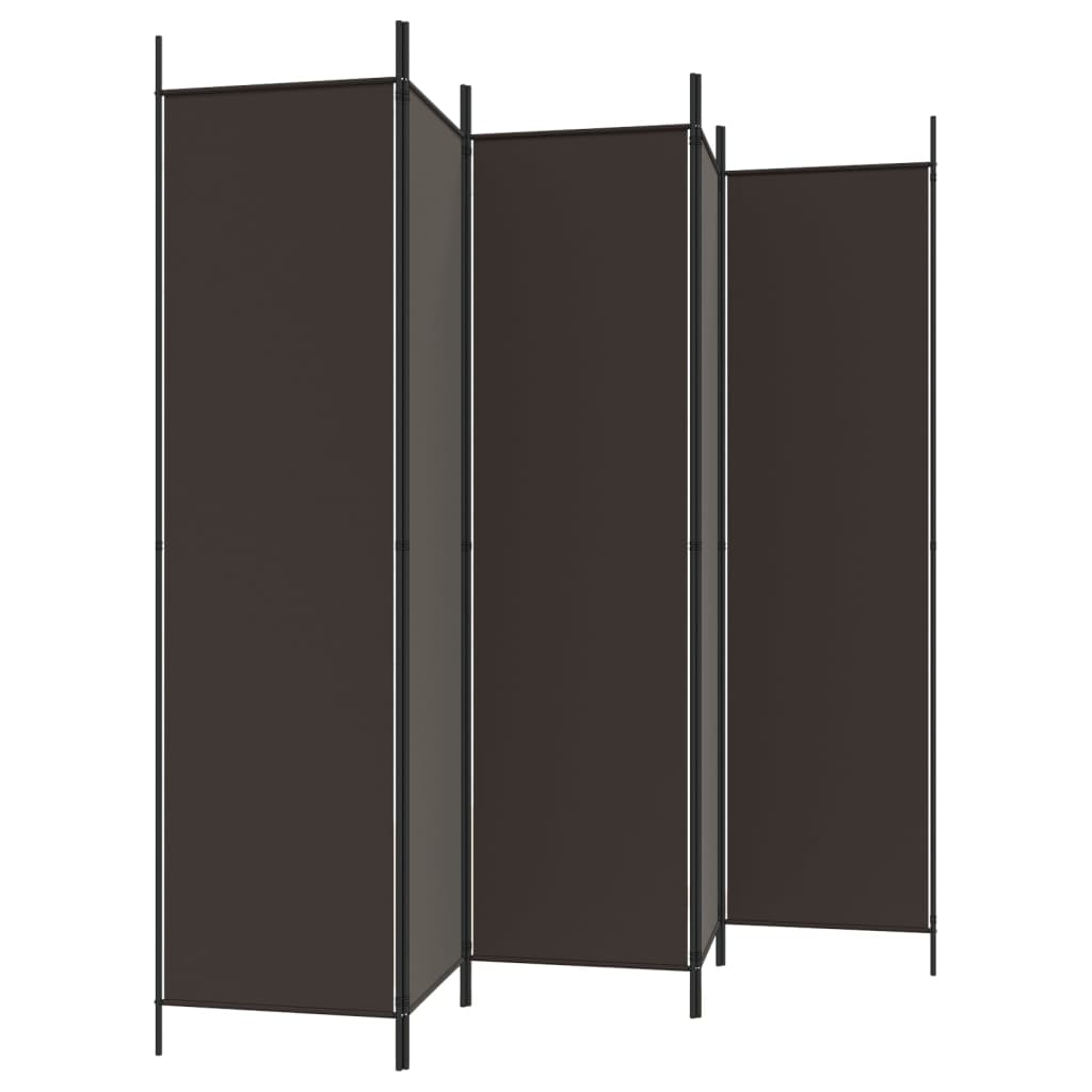 vidaXL 6-Panel Room Divider Brown 300x200 cm Fabric