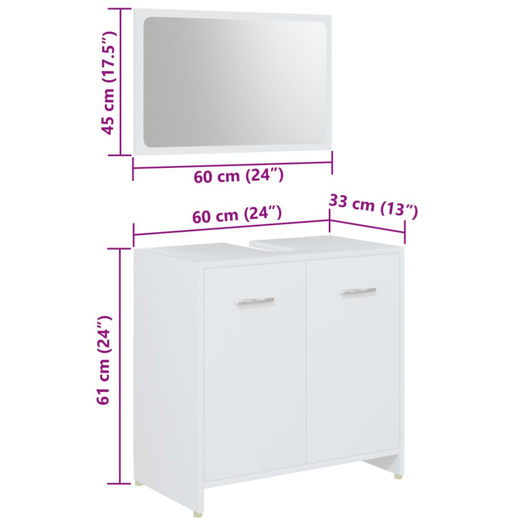 vidaXL 4 Piece Bathroom Furniture Set White Engineered Wood