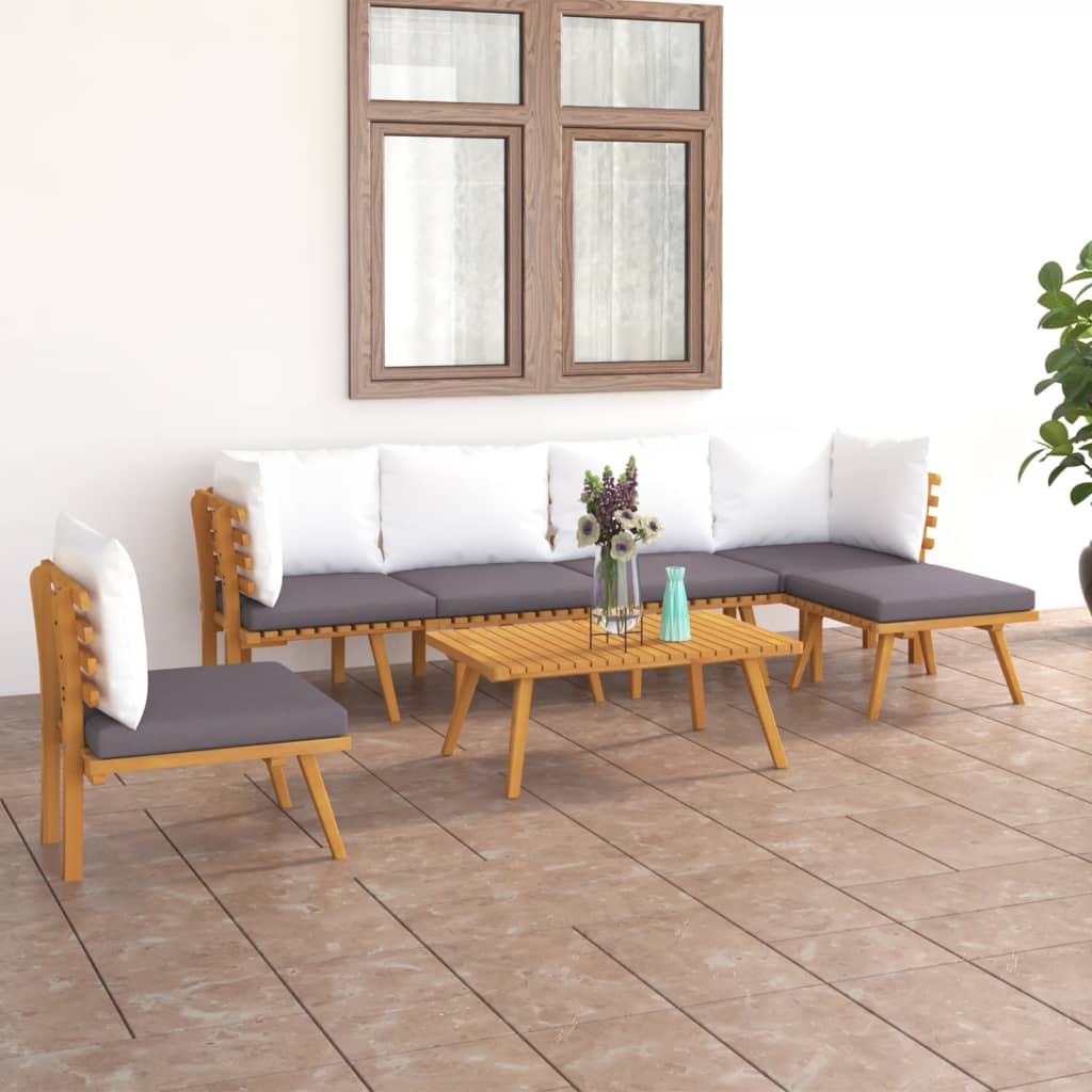 vidaXL 7 Piece Garden Lounge Set with Cushions Solid Wood Acacia