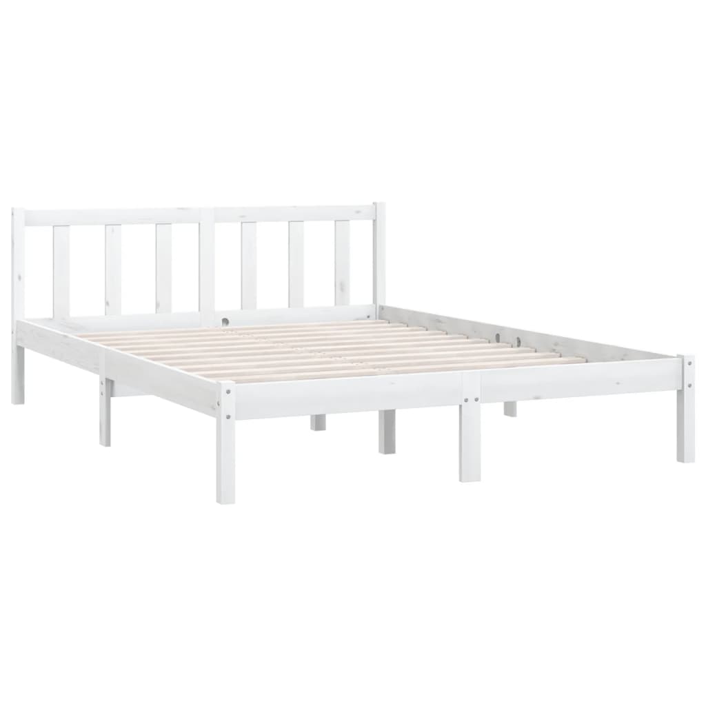 vidaXL Bed Frame White Solid Wood Pine 150x200 cm King Size