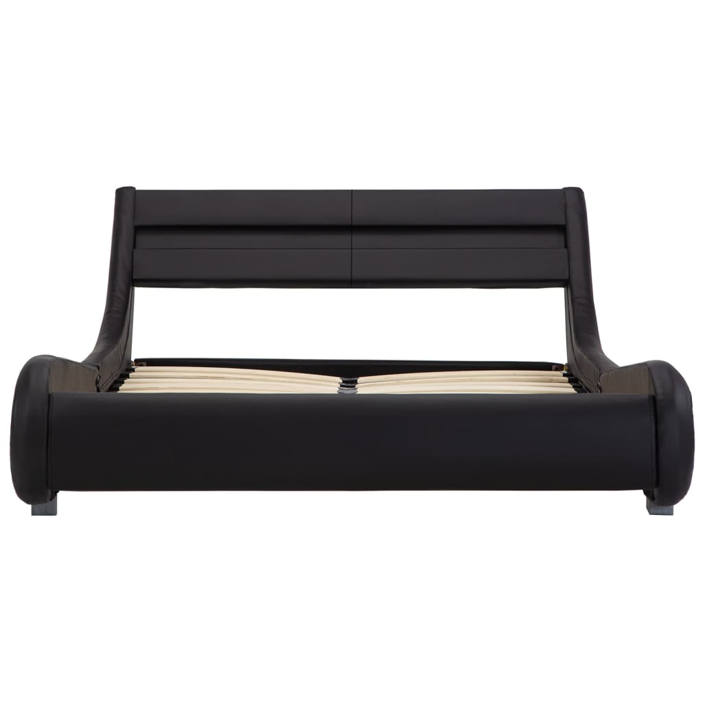 vidaXL Bed Frame with LED Black Faux Leather 140x200 cm