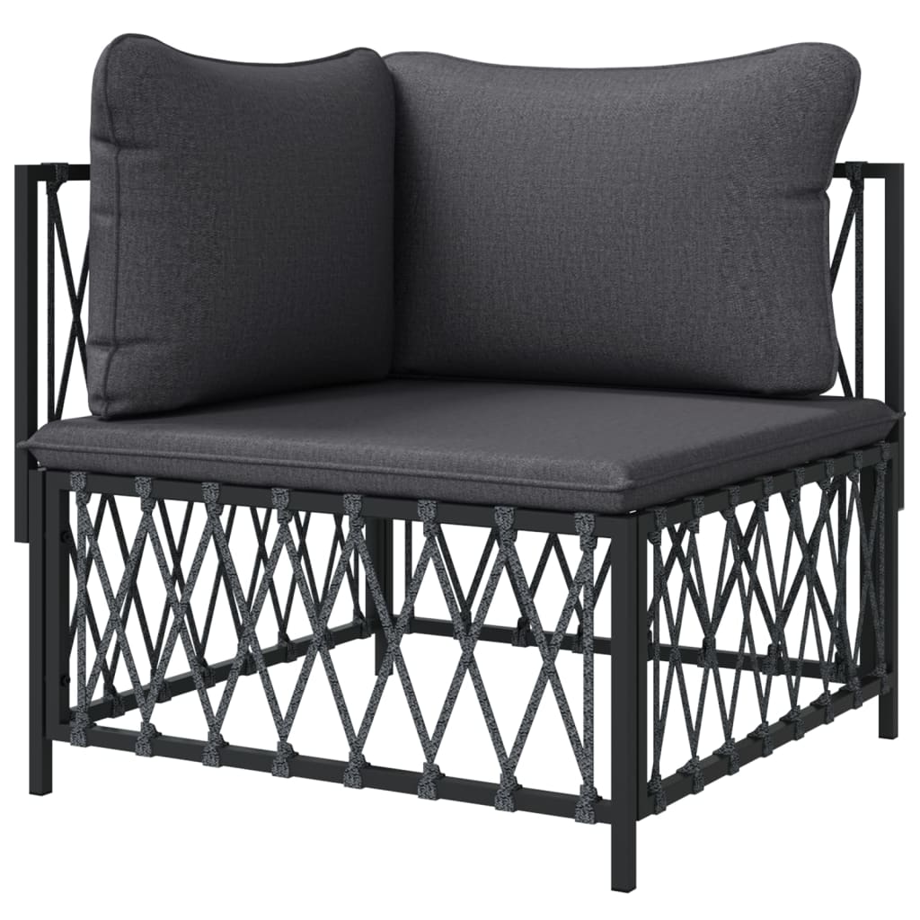 vidaXL Garden Corner Sofa with Cushions Anthracite Woven Fabric