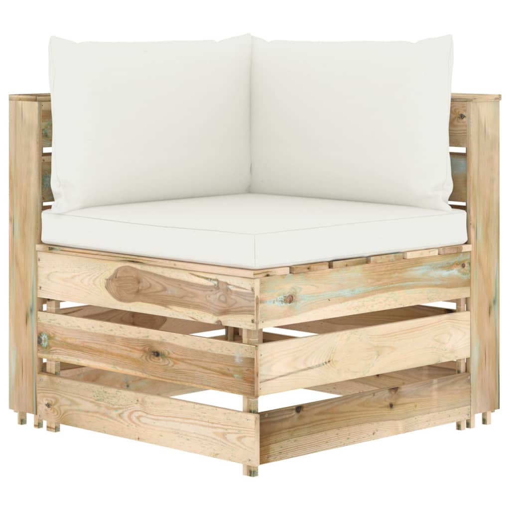 vidaXL 2-Seater Garden Sofa with Cushions Green Impregnated Wood