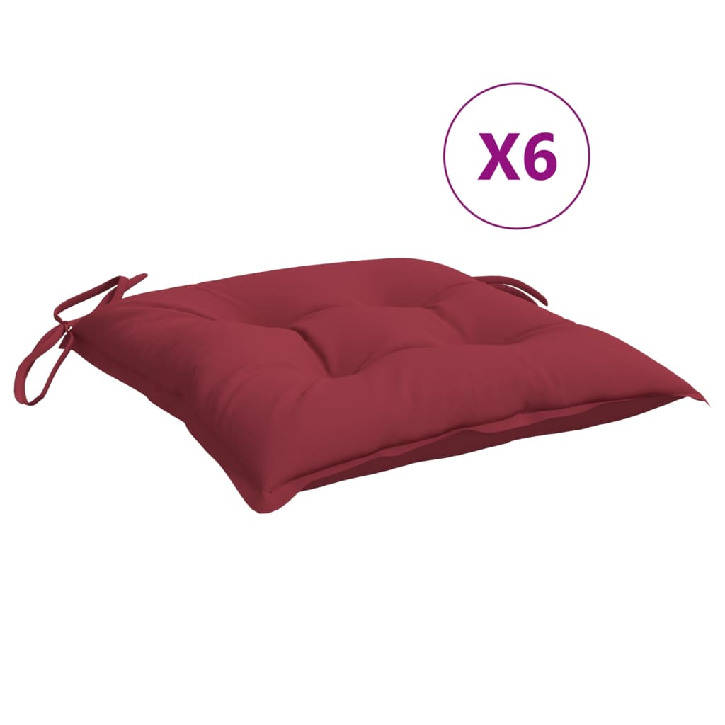 vidaXL Chair Cushions 6 pcs Wine Red 50x50x7 cm Oxford Fabric