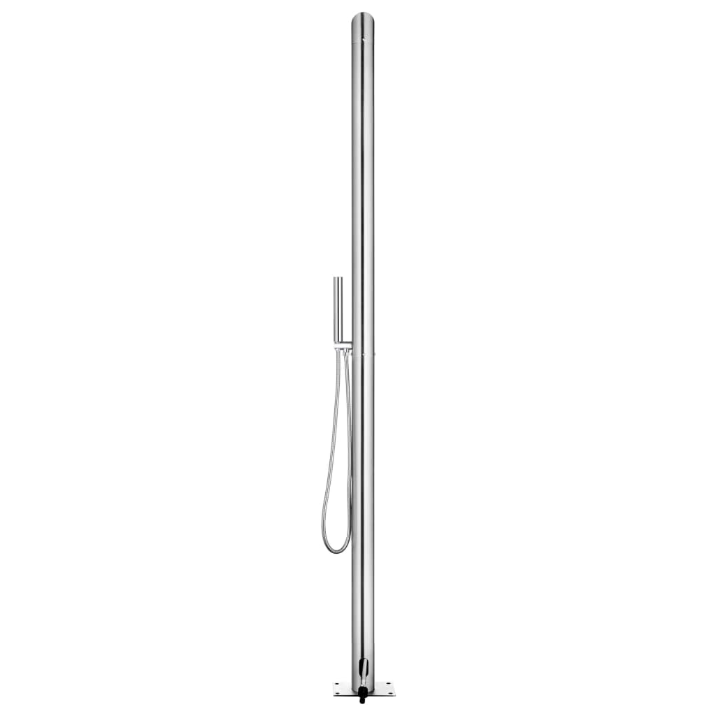 vidaXL Garden Shower with Grey Base 225 cm Stainless Steel