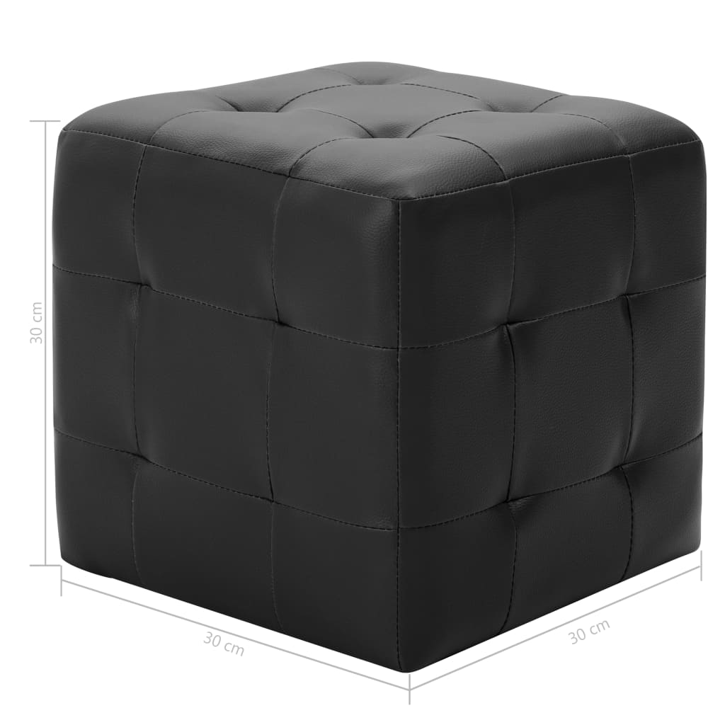 vidaXL Pouffe 2 pcs Black 30x30x30 cm Faux Leather