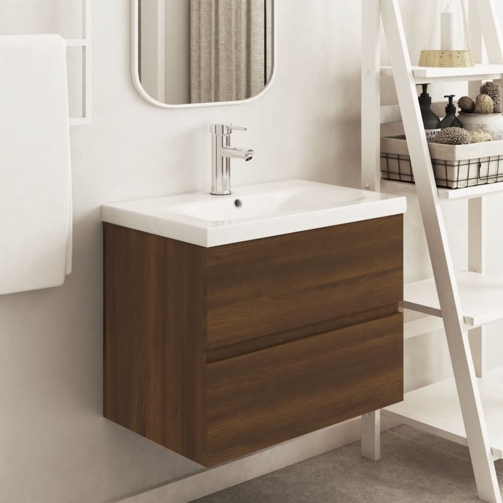 vidaXL Sink Cabinet Brown Oak 60x38.5x45 cm Engineered Wood
