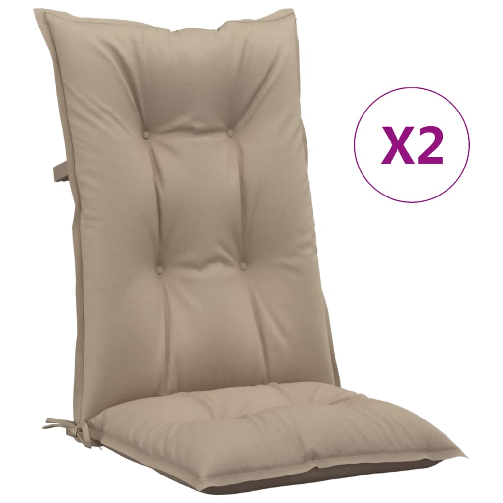 vidaXL Garden Highback Chair Cushions 2 pcs Taupe 120x50x7 cm Fabric