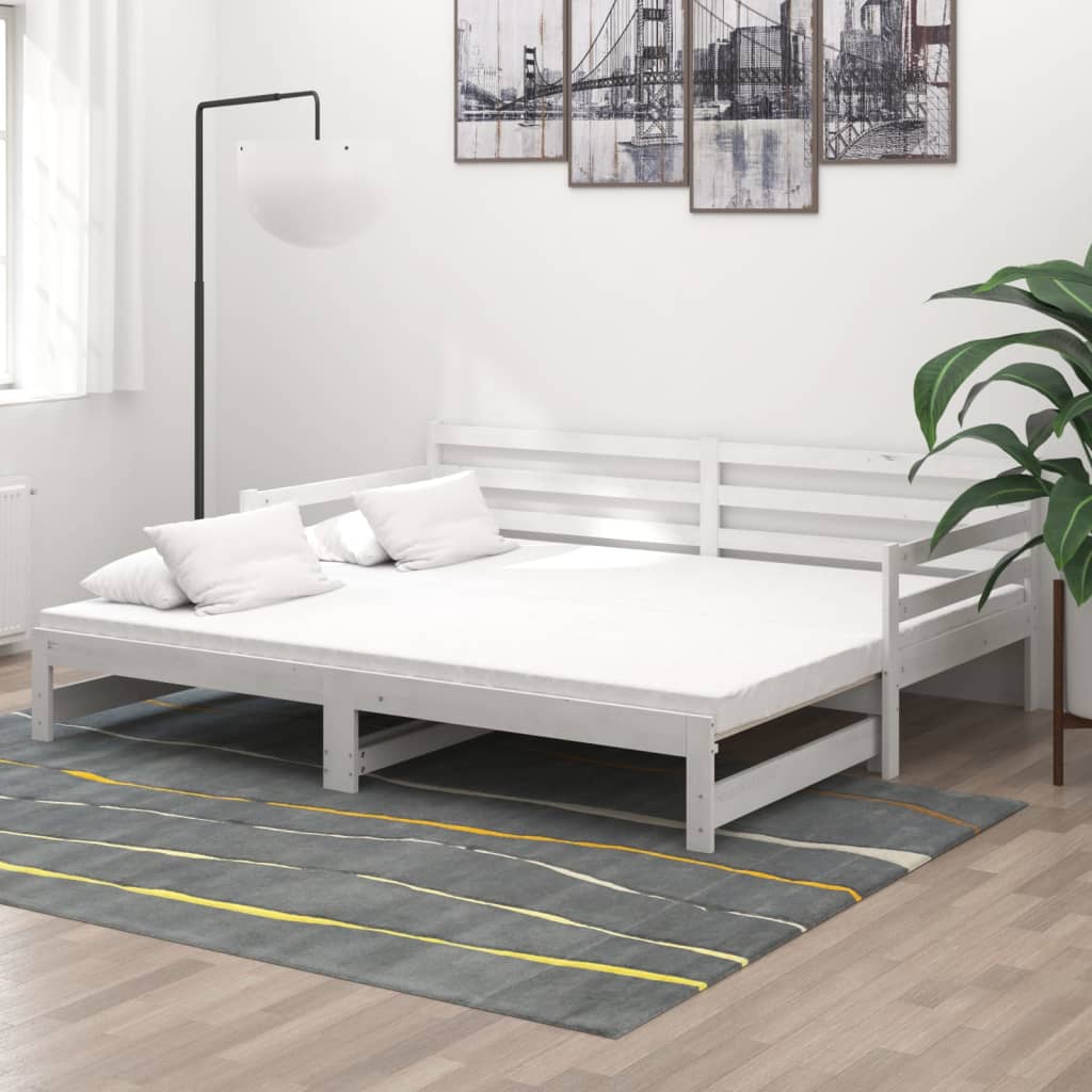 vidaXL Pull-out Day Bed without Mattress White 2x(90x200) cm