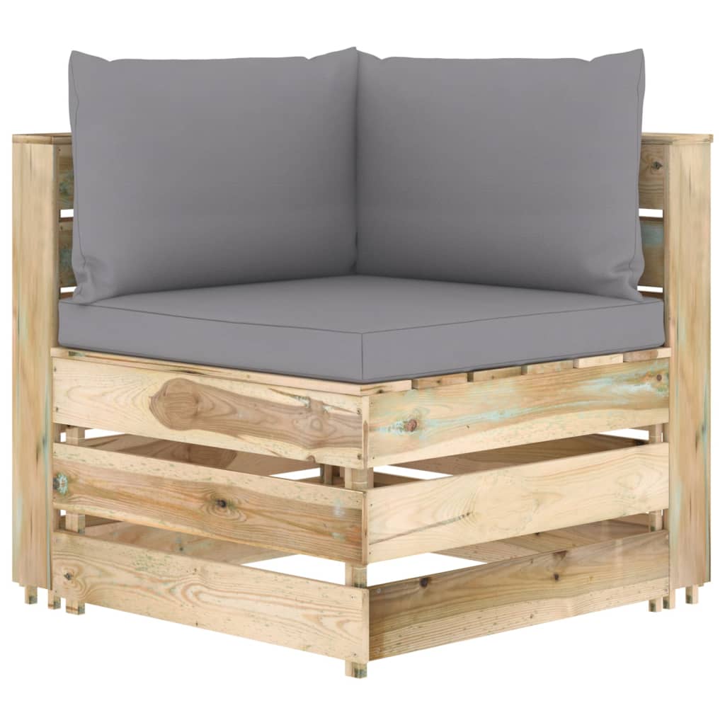 vidaXL 5 Piece Garden Lounge Set with Cushions Green Impregnated Wood