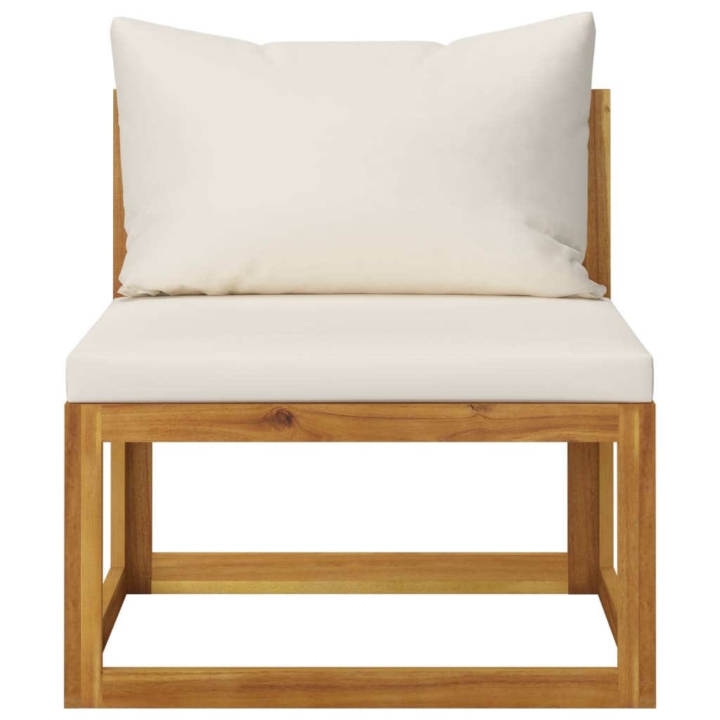 vidaXL 10 Piece Garden Lounge Set with Cushion Cream Solid Acacia Wood