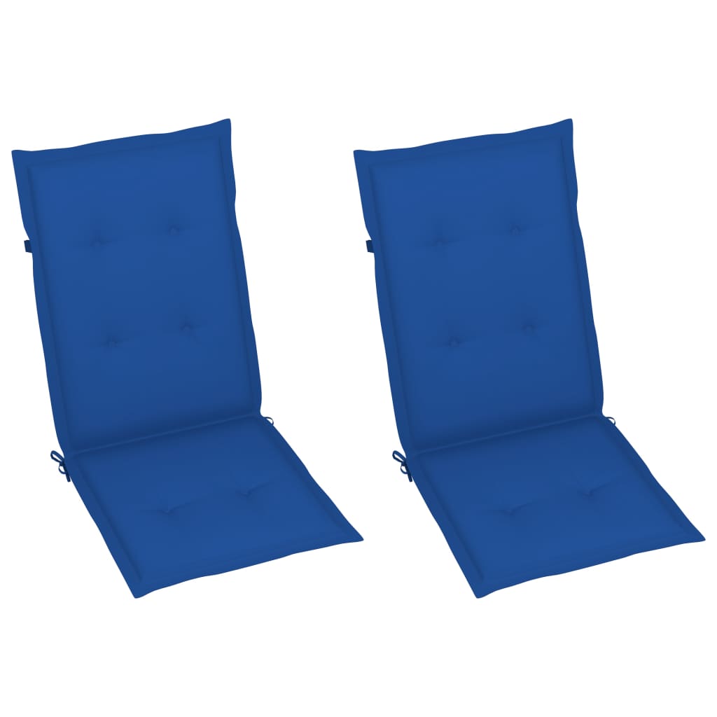 vidaXL Garden Chairs 2 pcs with Royal Blue Cushions Solid Teak Wood