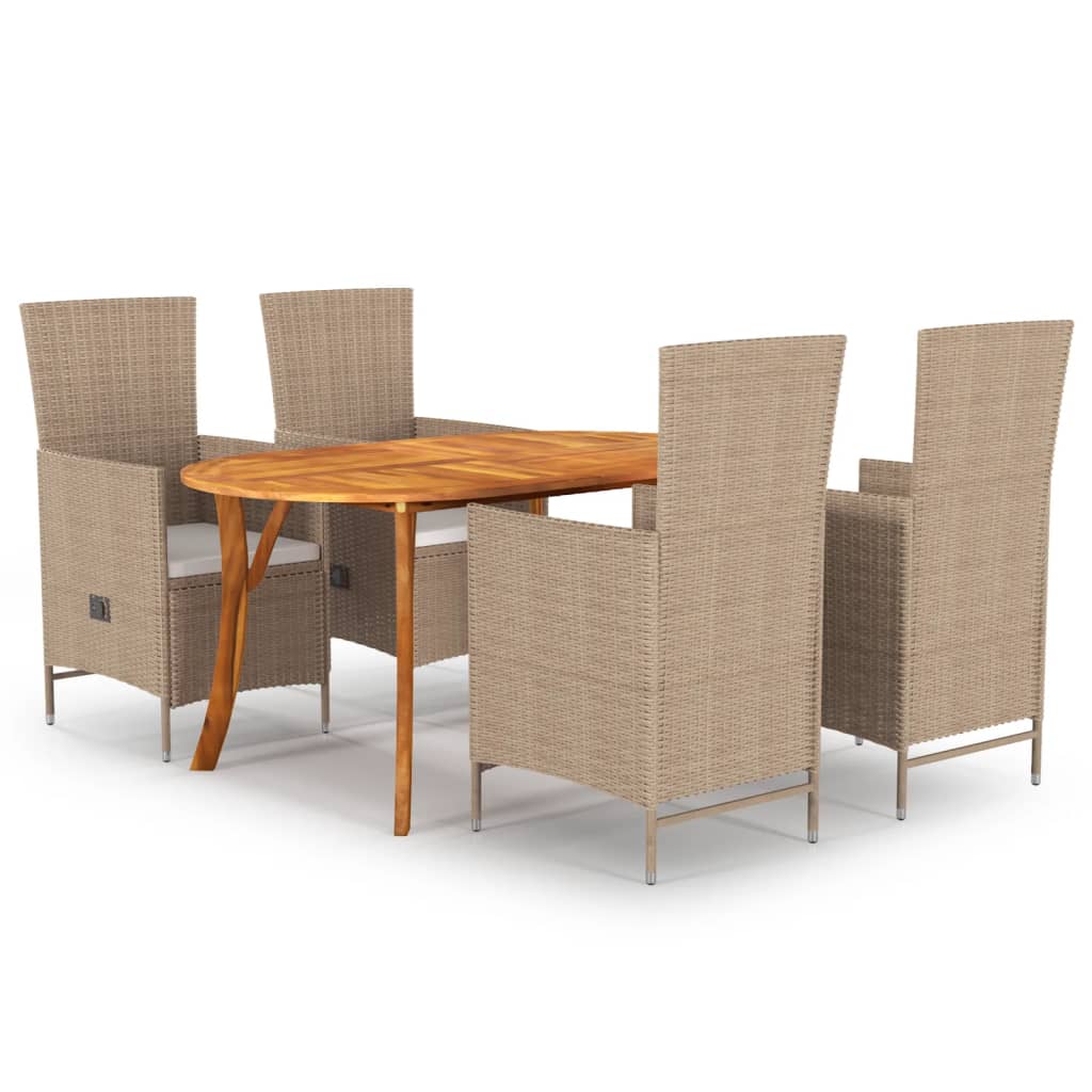 vidaXL 5 Piece Garden Dining Set Beige