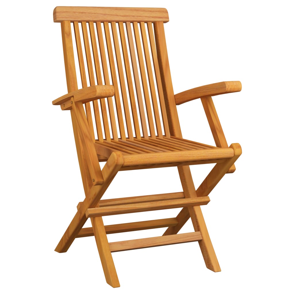 vidaXL Garden Chairs Red Check Pattern Cushions 3 pcs Solid Teak Wood
