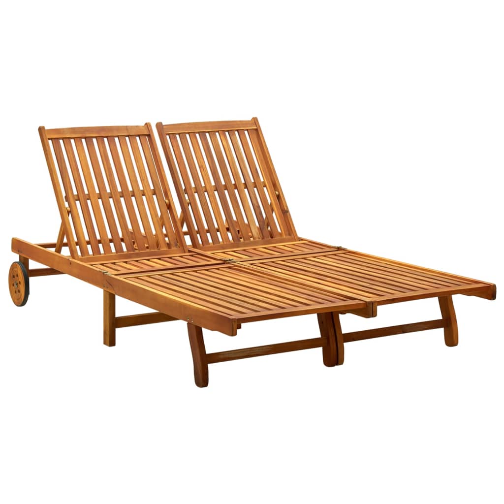 vidaXL 2-Person Sun Lounger Solid Acacia Wood