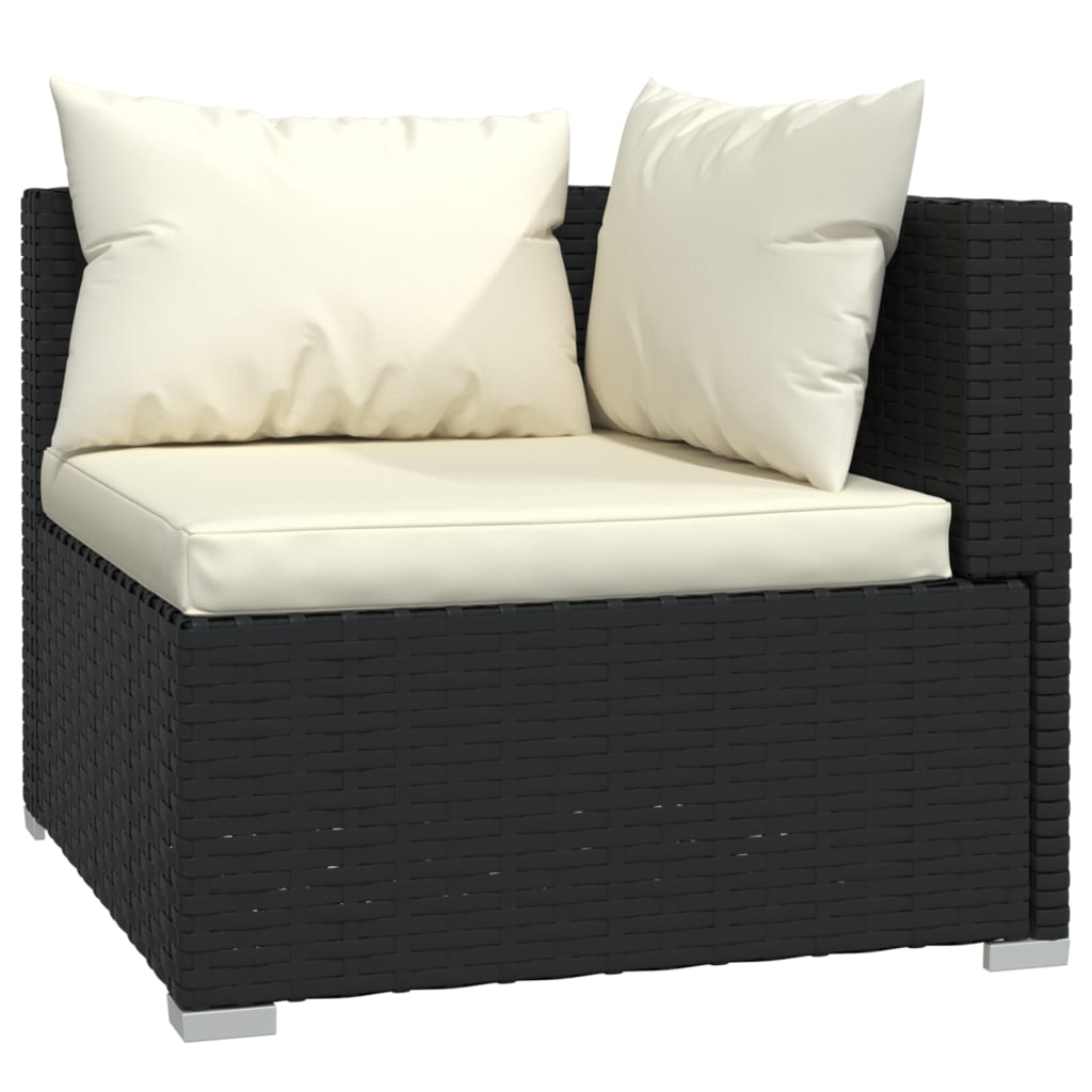 vidaXL 12 Piece Garden Lounge Set with Cushions Black Poly Rattan