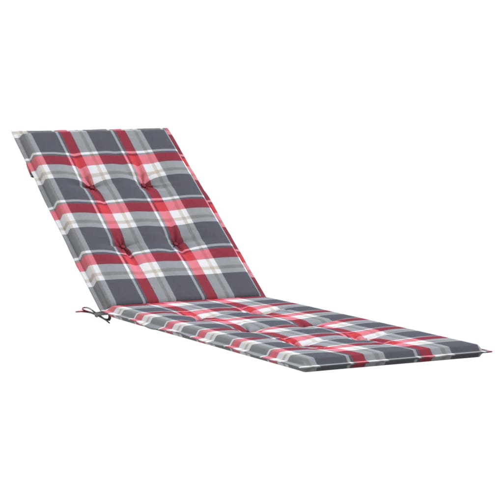vidaXL Deck Chair Cushion Red Check Pattern (75+105)x50x4 cm