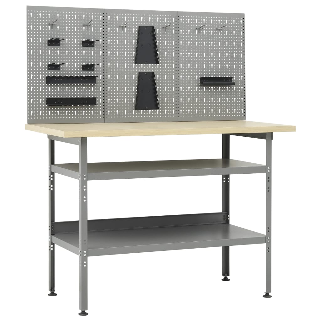 vidaXL Workbench with Three Wall Panels