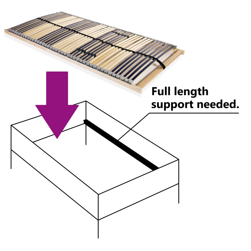 vidaXL Slatted Bed Base without Mattress with 42 Slats 7 Zones 100x200 cm