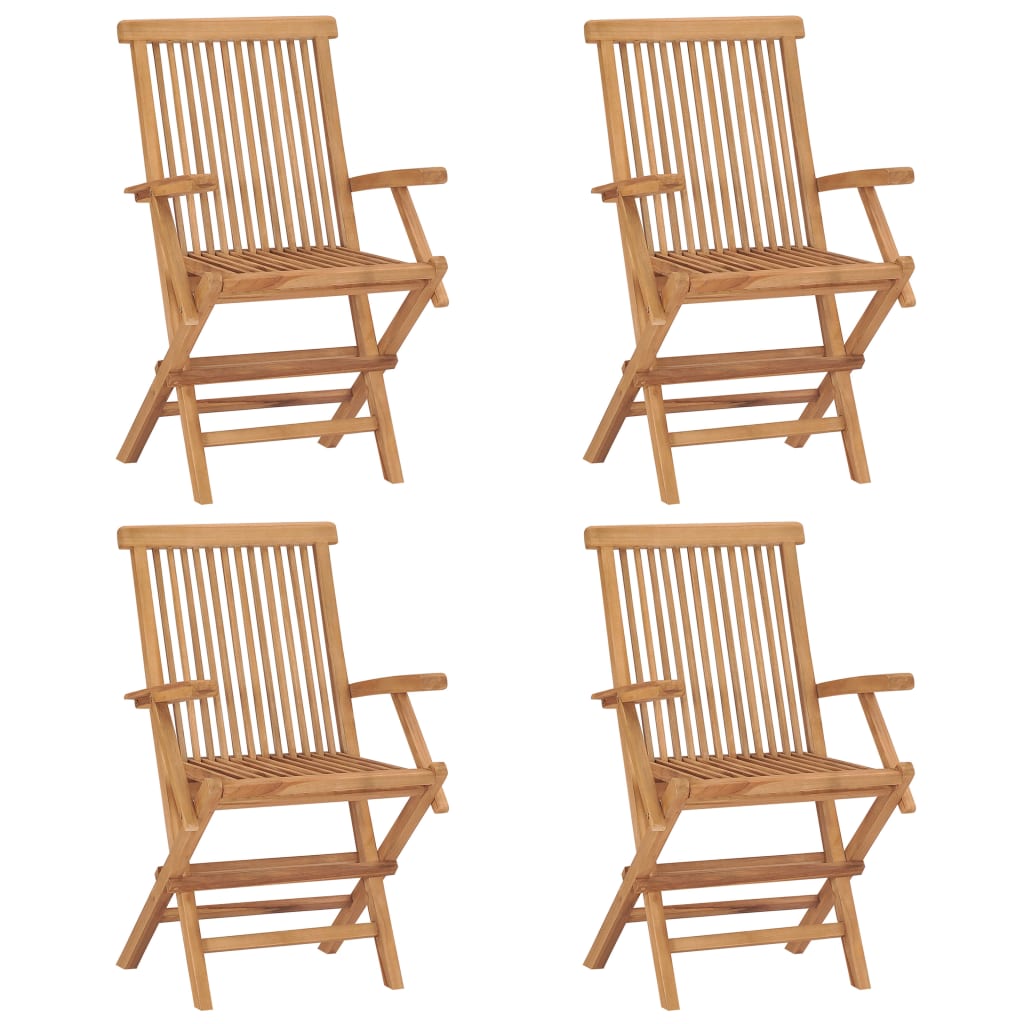 vidaXL Garden Chairs with Cream White Cushions 4 pcs Solid Teak Wood