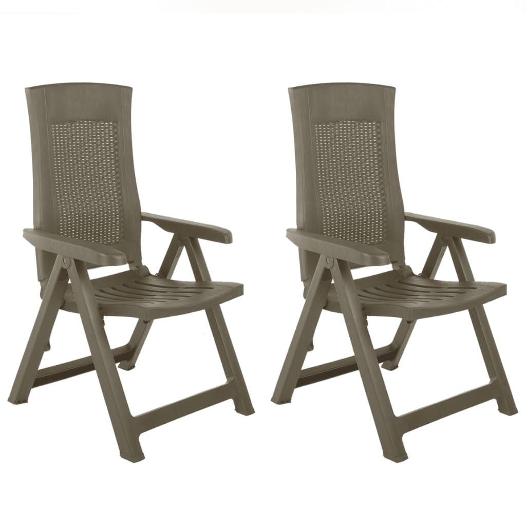 vidaXL Garden Reclining Chairs 2 pcs Plastic Mocca