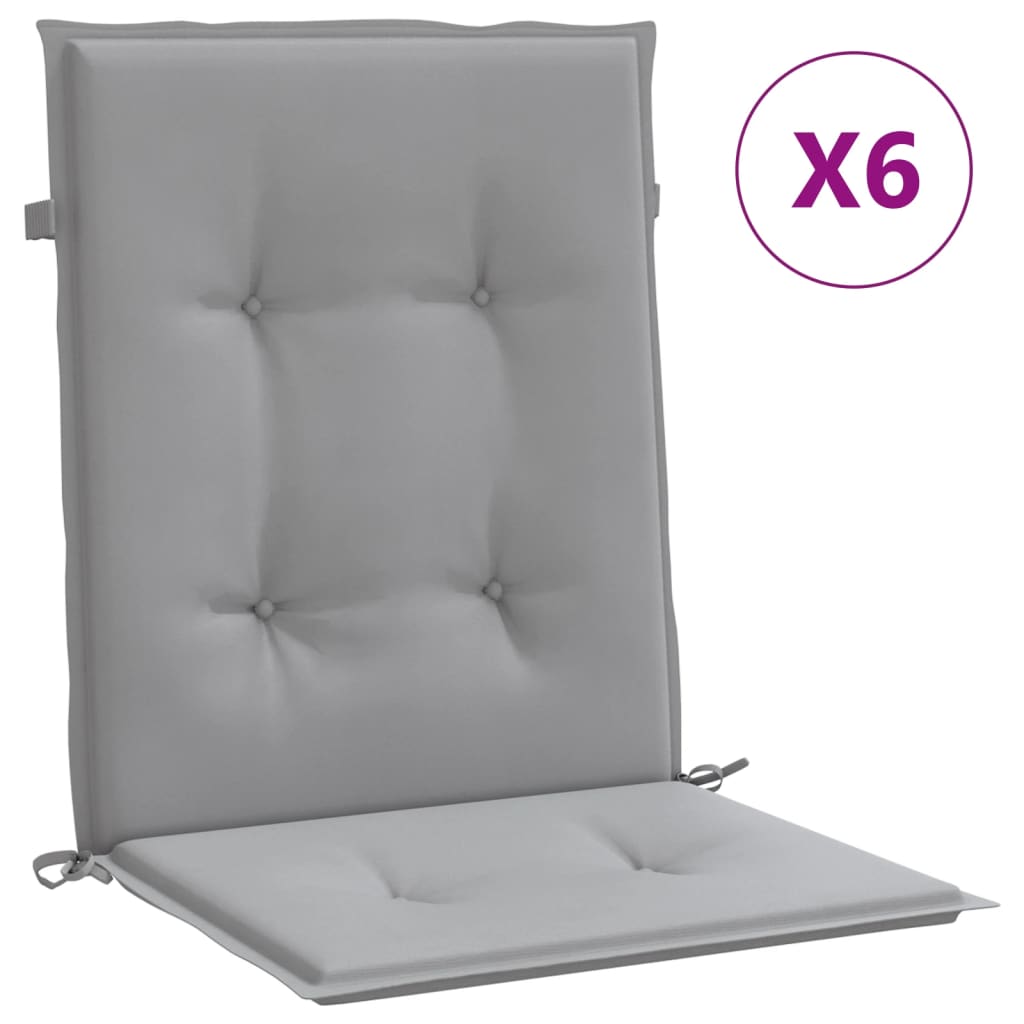 vidaXL Garden Lowback Chair Cushions 6 pcs Grey Oxford Fabric