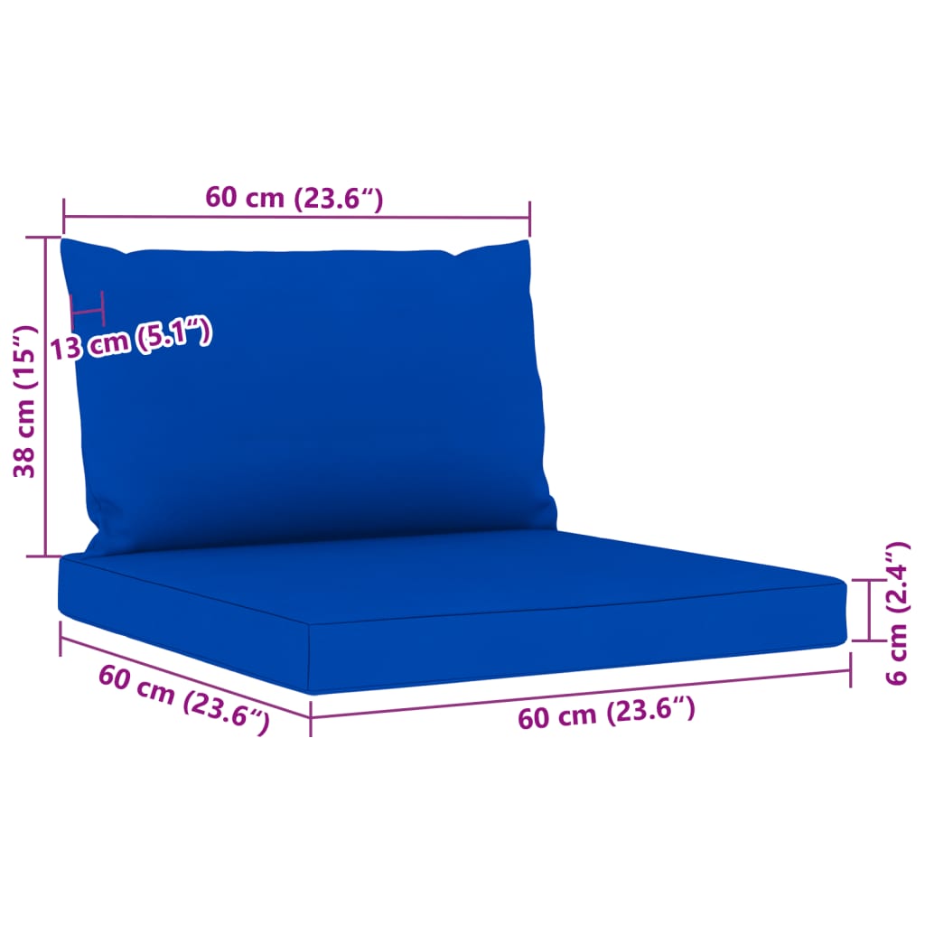 vidaXL 5 Piece Garden Lounge Set with Blue Cushions