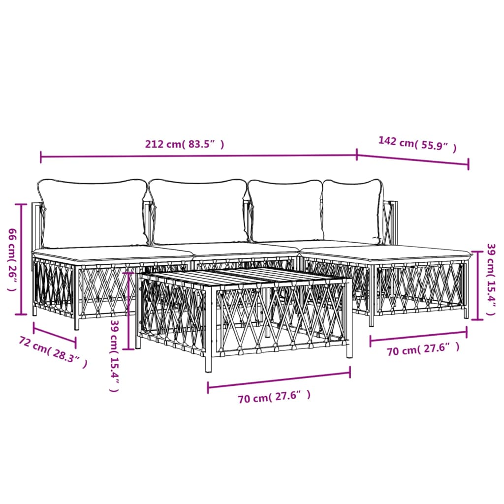 vidaXL 5 Piece Garden Lounge Set with Cushions Anthracite Steel