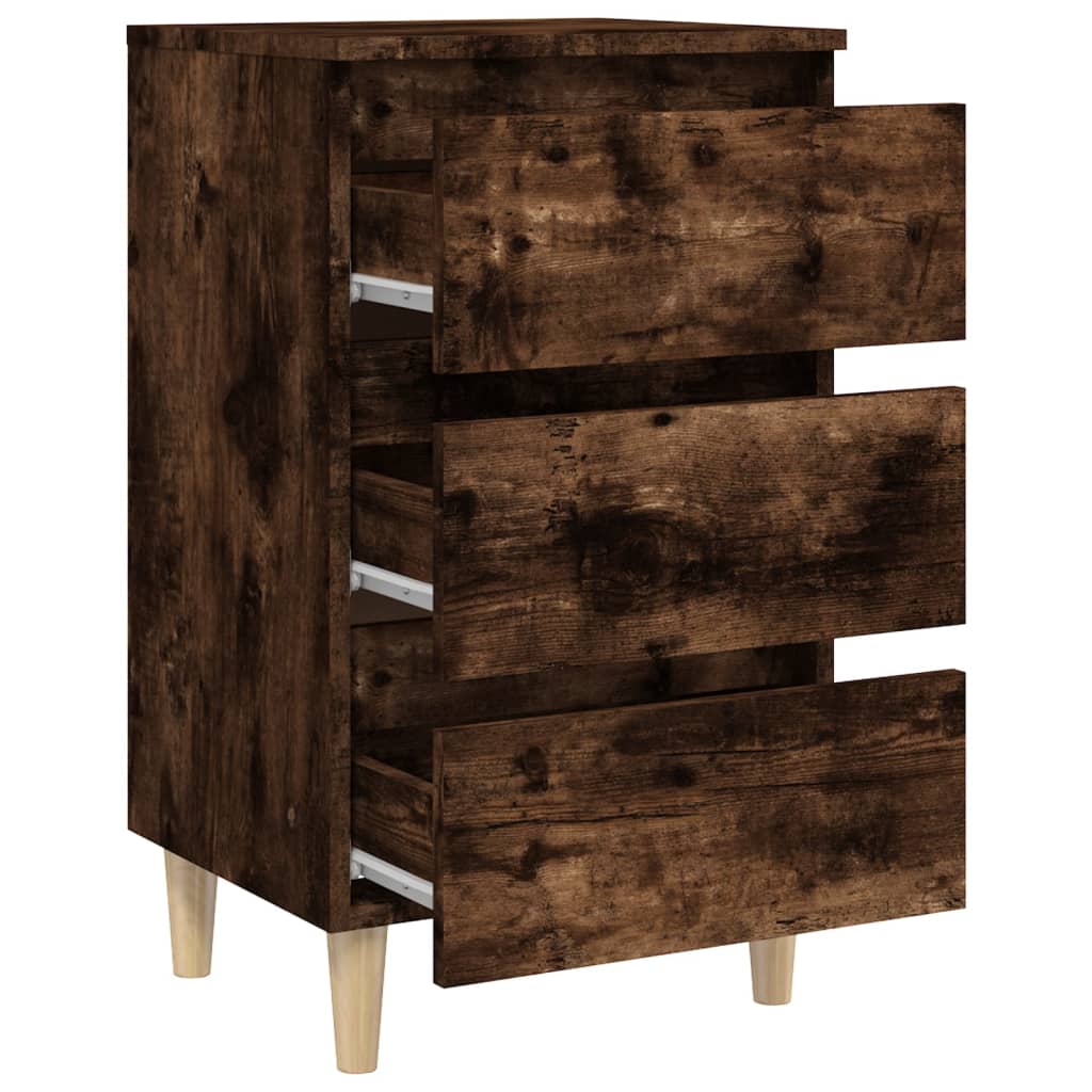vidaXL Bed Cabinets with Solid Wood Legs 2 pcs Smoked Oak 40x35x69 cm