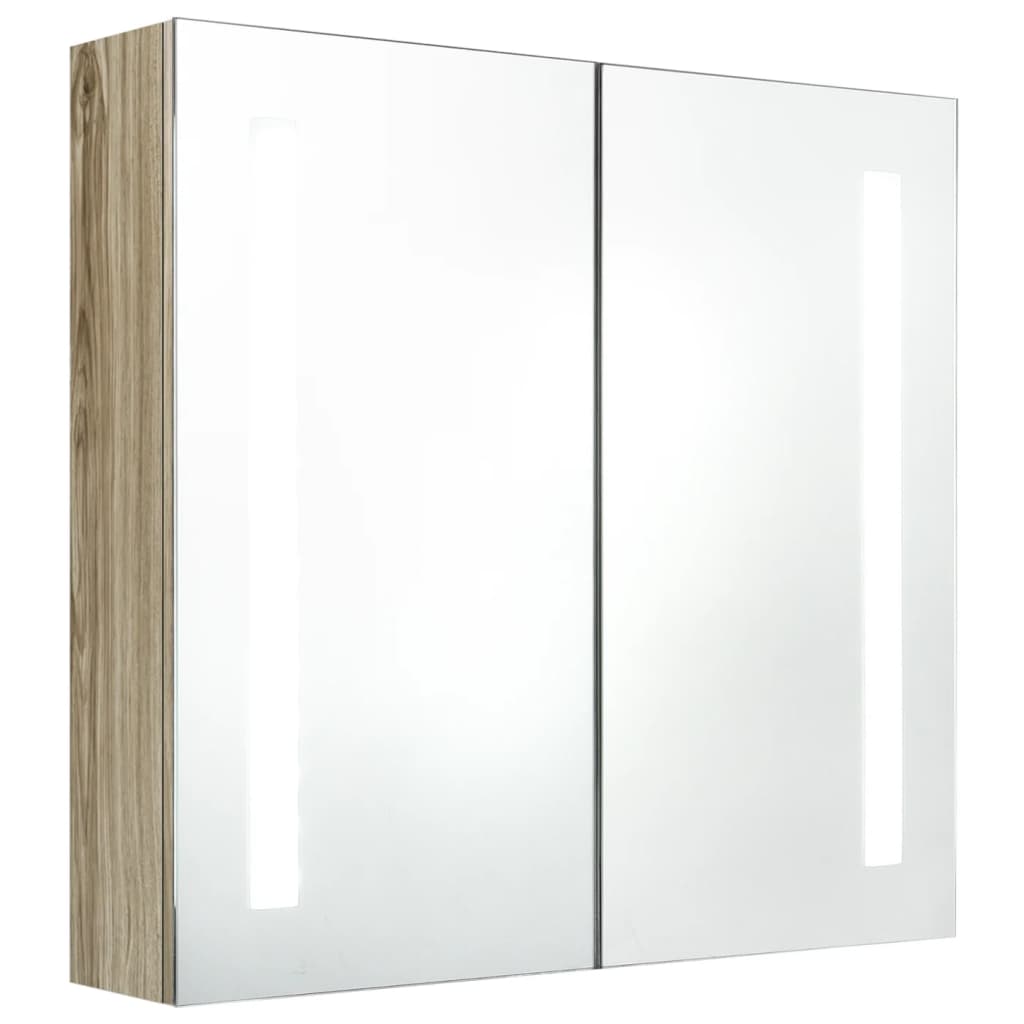 vidaXL LED Bathroom Mirror Cabinet Oak 62x14x60 cm