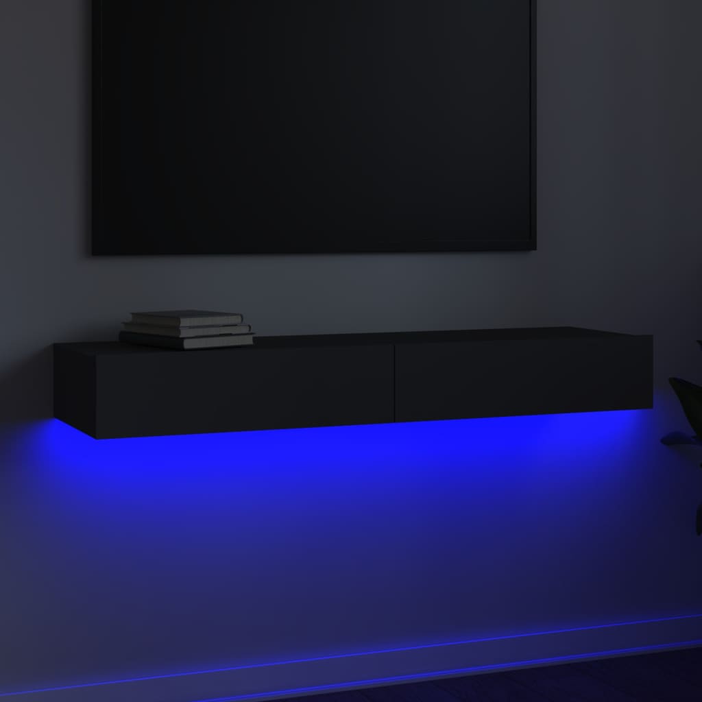 vidaXL TV Cabinet with LED Lights Grey 120x35x15.5 cm