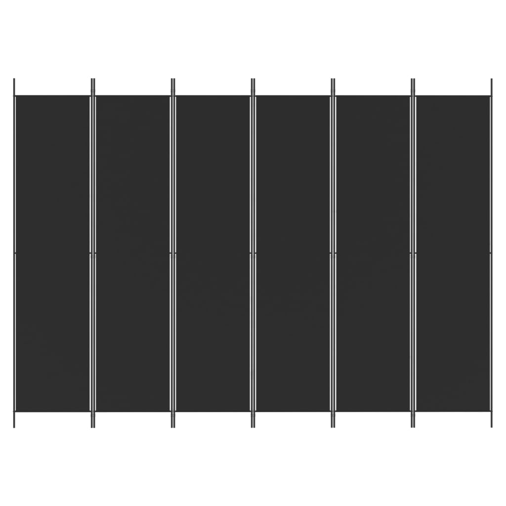 vidaXL 6-Panel Room Divider Black 300x220 cm Fabric