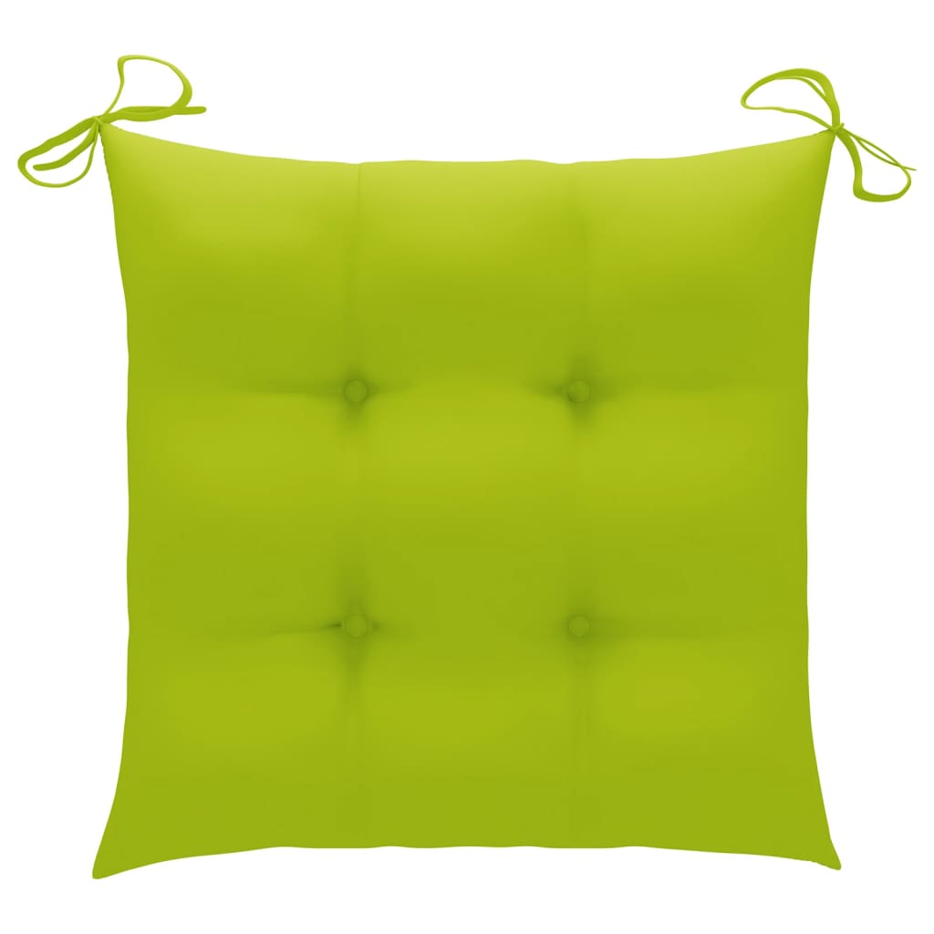 vidaXL Garden Chairs with Bright Green Cushions 8 pcs Solid Teak Wood