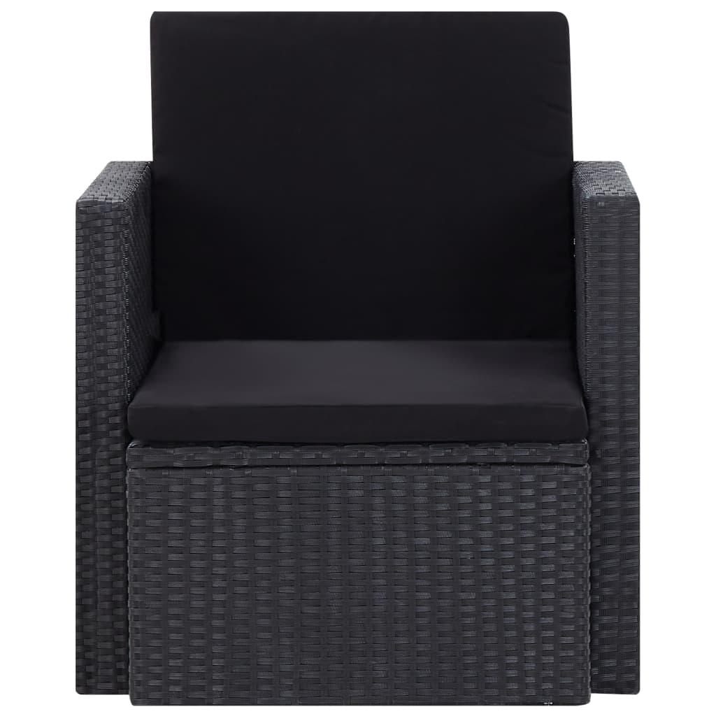 vidaXL Garden Chair with Cushions Poly Rattan Black