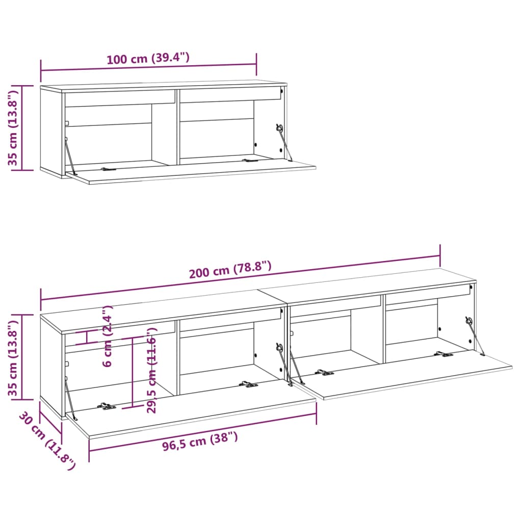 vidaXL TV Cabinets 3 pcs White Solid Wood Pine