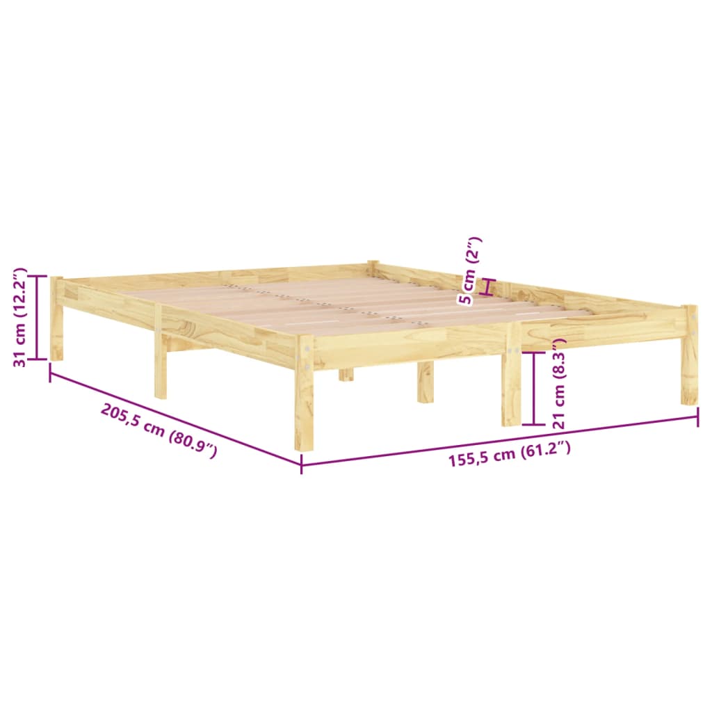 vidaXL Bed Frame without Mattress Solid Wood King Size