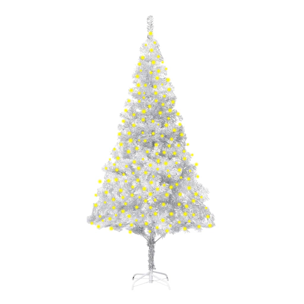 vidaXL Artificial Pre-lit Christmas Tree with Stand Silver 210 cm PET