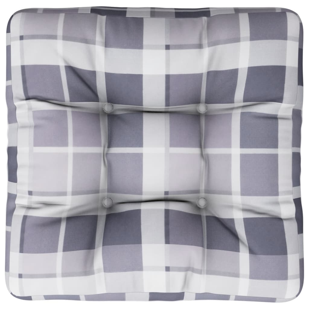 vidaXL Pallet Cushion Grey Check Pattern 60x60x12 cm Fabric