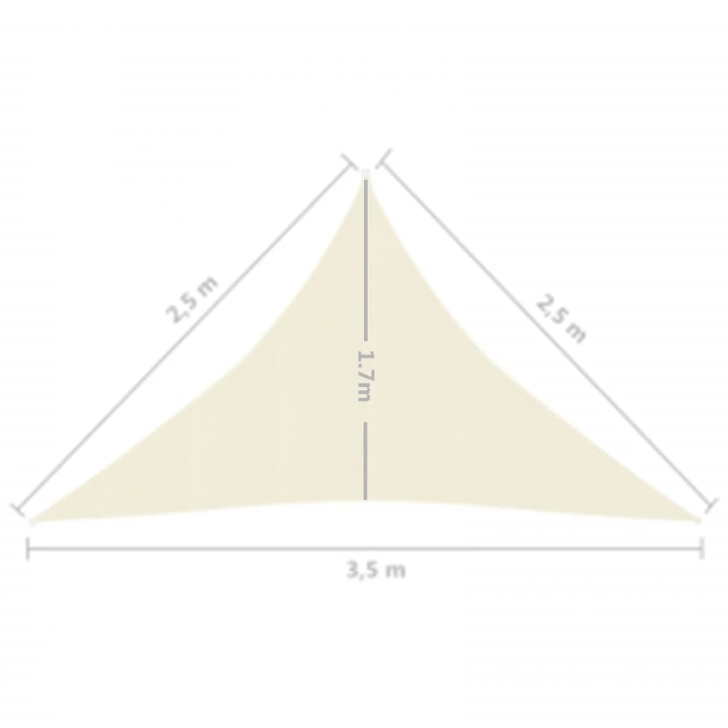 vidaXL Sunshade Sail 160 g/m² Cream 2.5x2.5x3.5 m HDPE