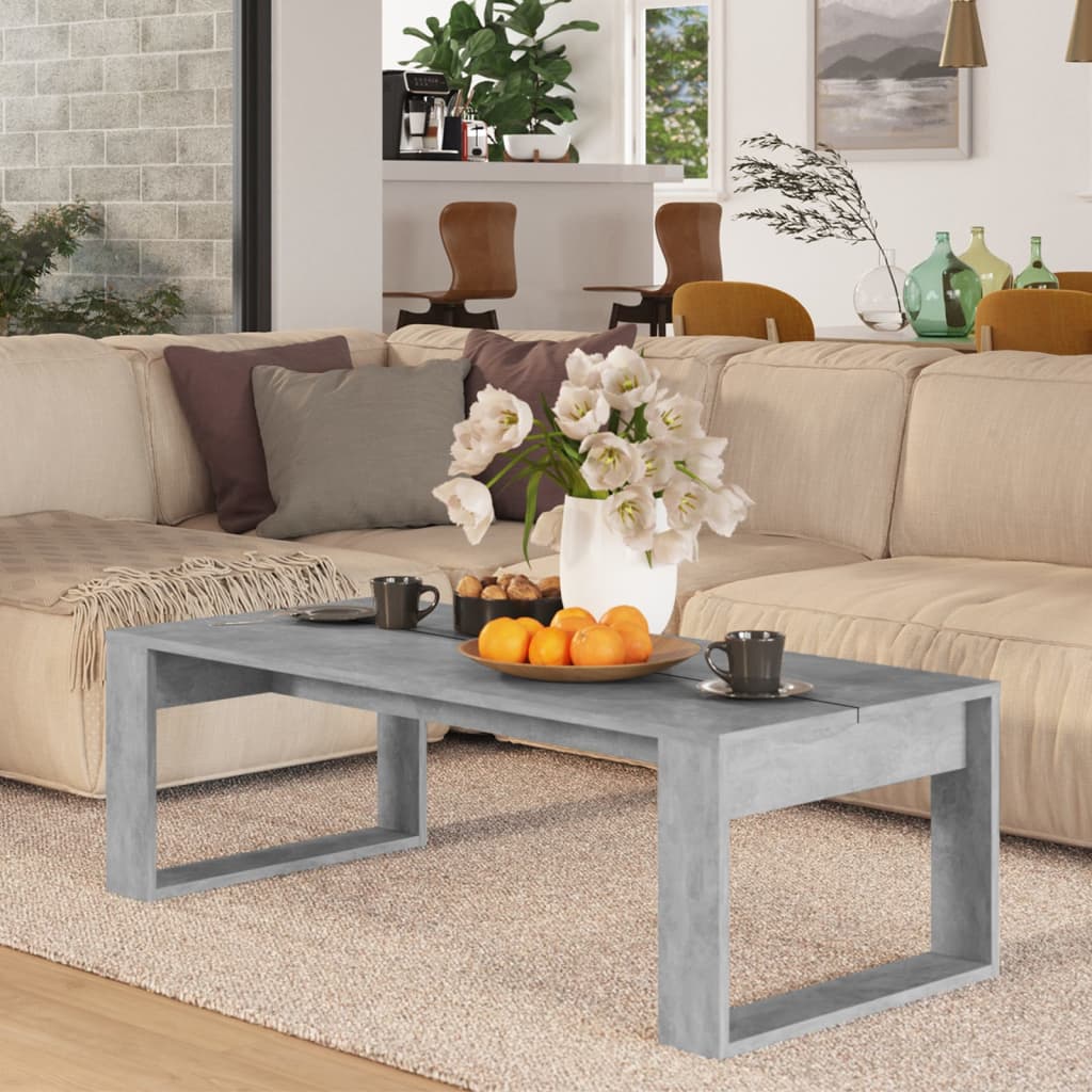 vidaXL Coffee Table Concrete Grey 110x50x35 cm Engineered Wood