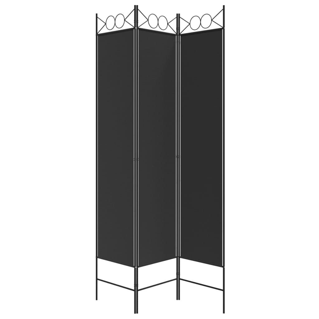 vidaXL 3-Panel Room Divider Black 120x200 cm Fabric