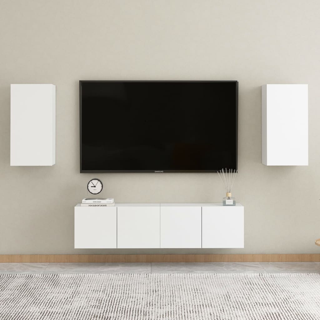 vidaXL TV Cabinets 2 pcs White 30.5x30x60 cm Engineered Wood