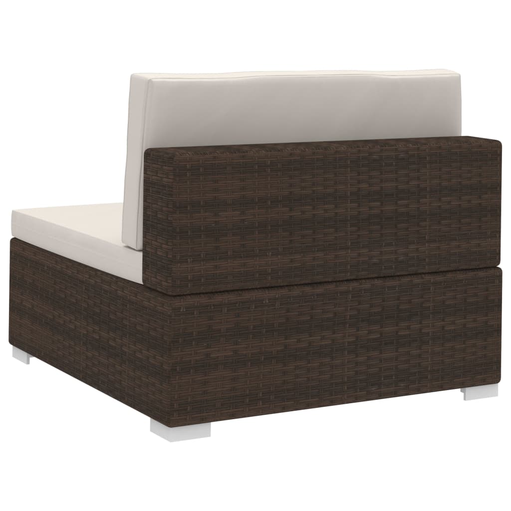vidaXL 4 Piece Garden Sofa Set with Cushions Poly Rattan Brown