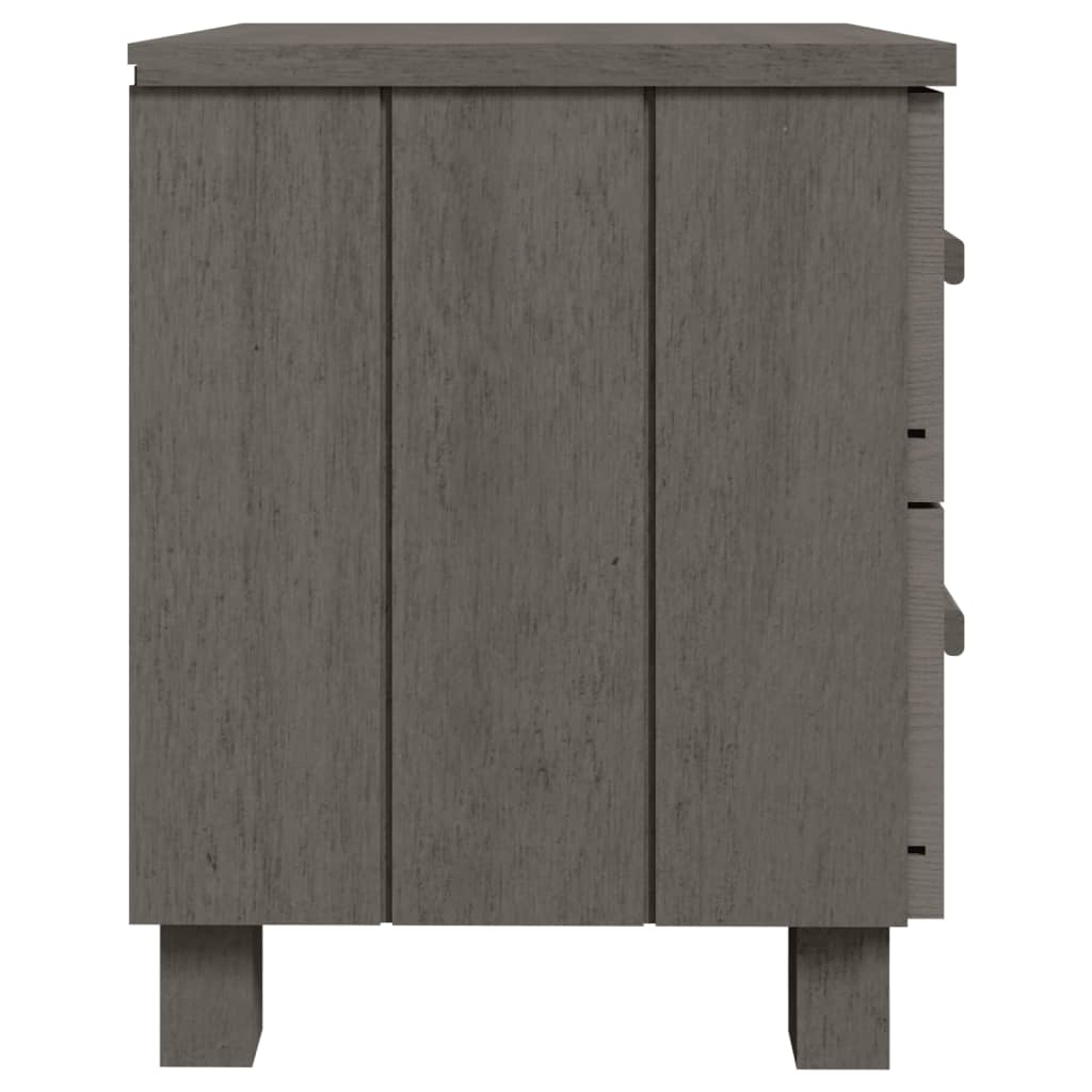 vidaXL Bedside Cabinets HAMAR 2 pcs Light Grey 40x35x44.5cm Solid Wood